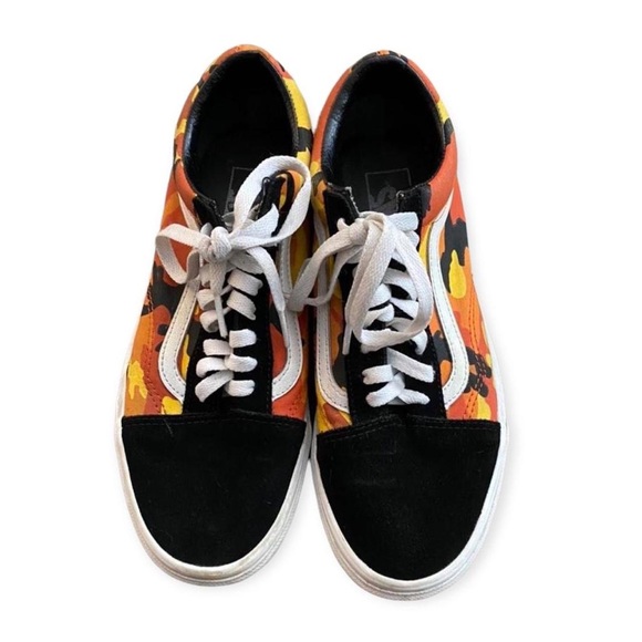 Vans Other - Vans Flame Old School Sneakers Mens 7 Black/Orange/ White Streetwear